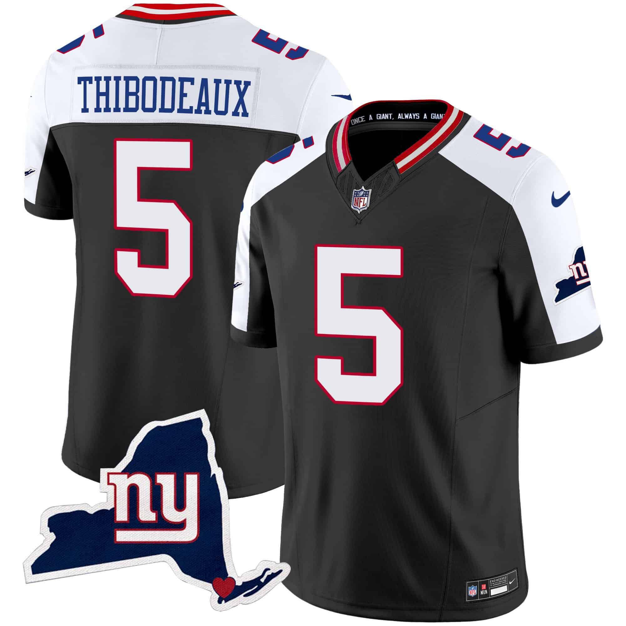 Men New York Giants #5 Thibodeaux Black 2024 Nike Map Patch Limited NFL Jersey->indianapolis colts->NFL Jersey